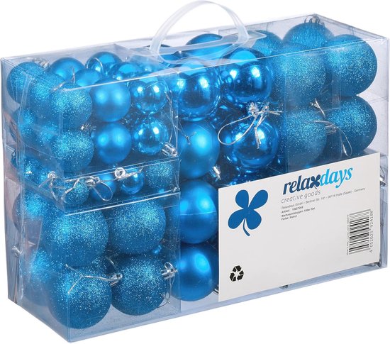 Kerstballen Set van 100 - Petrol Blauw - Mat, Glanzend en Glitter Effect voor Kerstboom Versiering - 3, 4 & 6 cm van Merry Moments