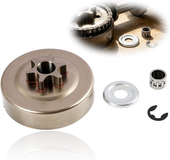 Kettenrad 6 tanden 3/8 inch - Hoogwaardige koppelingstrommel - Inclusief naaldlager en E-clip - ShopVlot