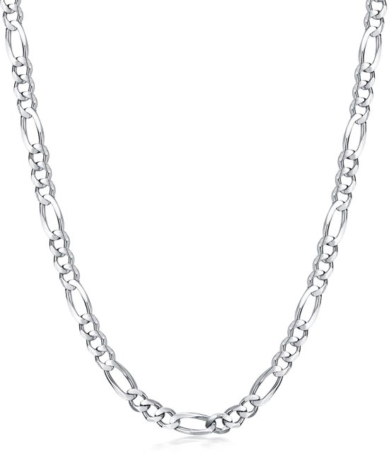 ketting van 925 sterling zilver, 3 mm, 4 mm, 5,5 mm diamantgeslepen figaro schakelketting, halsketting voor mannen en vrouwen