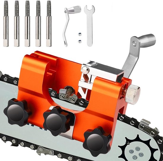 Kettingslijper - Kettingzaag slijper - Met 5 slijpkoppen - Kettingzaag slijpen - Slijpen voor kettingzagen - Kettingzaag Ketting Slijper - Tanden Slijper - Slijper vijltafel - Voor alle soorten kettingzagen en elektrische zagen - 10*6*7cm - Geel van Merkloos	