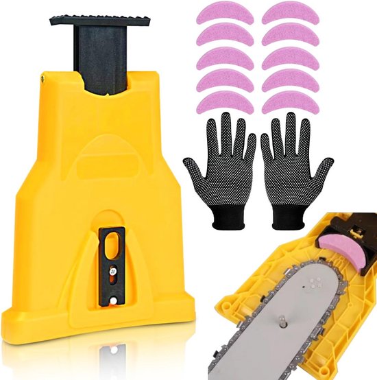 Kettingslijper voor kettingzagen - Slijper set met 10 slijpstenen van Merkloos	