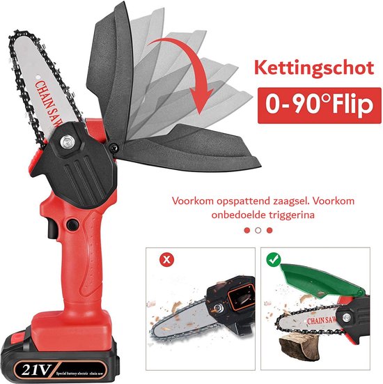 Kettingzaag - Accu Kettingzaag - Mini Kettingzaag - Snoeizaag - 21V - 10 cm - Eenvoudig Bedienbaar van Merkloos	