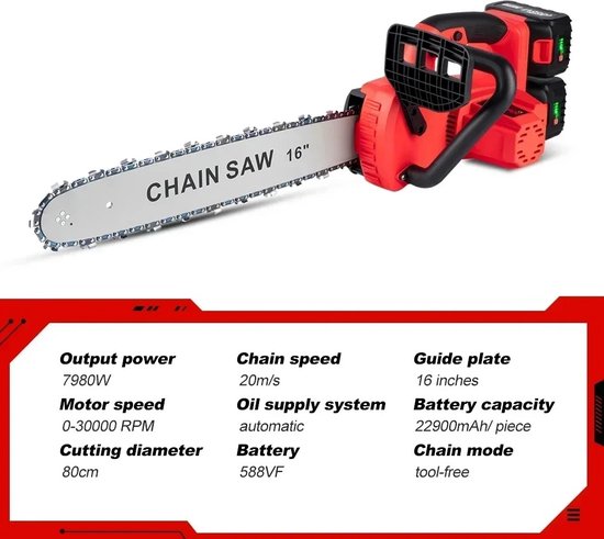 Kettingzaag - Kettingzaag Accu - Kettingzaag Electrisch - 7980W - 16 Inch van Kraftmuller