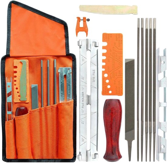 Kettingzaag Slijper - Slijpset Gereedschap - Tuinonderhoud Buiten - Compleet 14-delig - 28x15x6cm Pakket