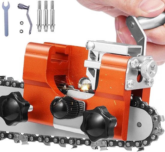 Kettingzaag Slijpmachine - Handgedraaide Slijper - Ketting Slijpen - Draagbaar Ontwerp - 3 Slijpkoppen - Metaal