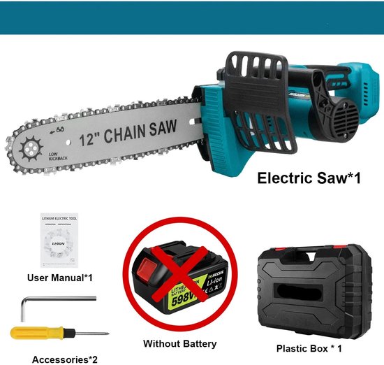 Kettingzaag - Takkenzaag - Handzaag - Snoeizaag - Draadloze - 12 Inch - 18V - 18000 RPM - Brushless - Boom- en Houtzagen - Tuin - Zonder Accu van VONROC