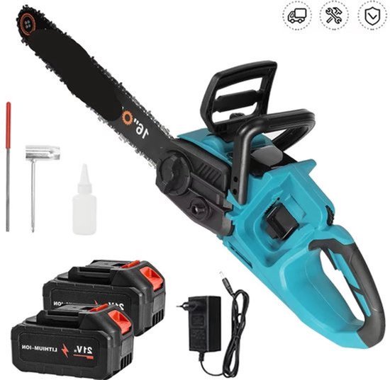 Kettingzaag - Takkenzaag - Handzaag - Snoeizaag - Draadloze - 16 Inch - 18V - 3500W - Brushless - Boom- en Houtzagen - Tuin - 2 Accu