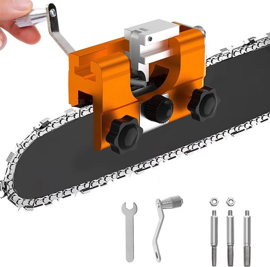 Kettingzaagslijper, Handmatige kettingzaagslijper, Kettingzaagslijpset met 3 slijpkoppen, Voor alle soorten kettingzagen van SbooRui