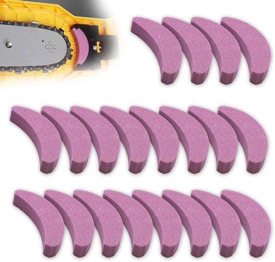 Kettingzaagslijpers - slijpkoppen - Verpakking van 20 draagbare kettingzaagslijpers - speciale slijpstenen - kettingzaagslijpstenen - halvemaanvormige kettingzaagslijpstenen - universele kettingslijpers - kettingslijpstenen van Merkloos	