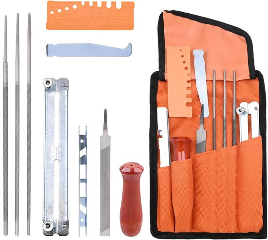 Kettingzaagslijperset - Vijlenset Kettingzaag - Onderhoud Kettingzaag - Compleet met Hulpmiddelen - Diverse Maten van Merkloos	