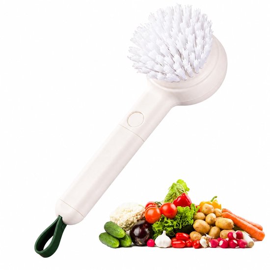 Keukenborstel van kunststof, veelzijdige groenteborstels, handgemaakte reinigingsborstel met handvat, paddenstoelborstel, voor potten, pannen, groenten, fruit, zacht borstelmateriaal, beschermt