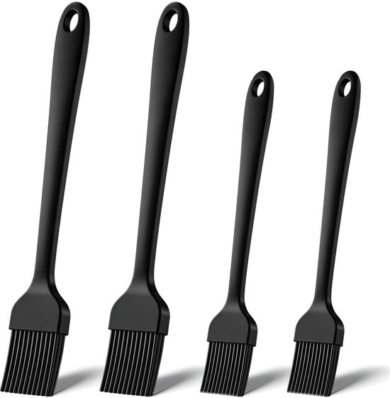 Keukenborstels – 4 BPA-vrije siliconen bakborstels voor het aanbrengen van olie, sauzen en marinades, geschikt voor bakken, grillen, patisserie en dagelijks koken, in 2 maten