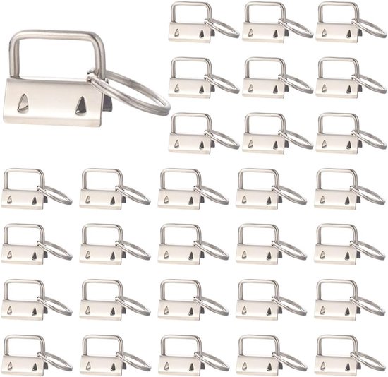 Key Band Blank 25mm - 40Pcs Key Band Craft Set - Wristband Hardware - Keychain Clamps - Clamp Clasp Hanger met Key Ring Hardware voor DIY Lanyard Handicraft van Merkloos	