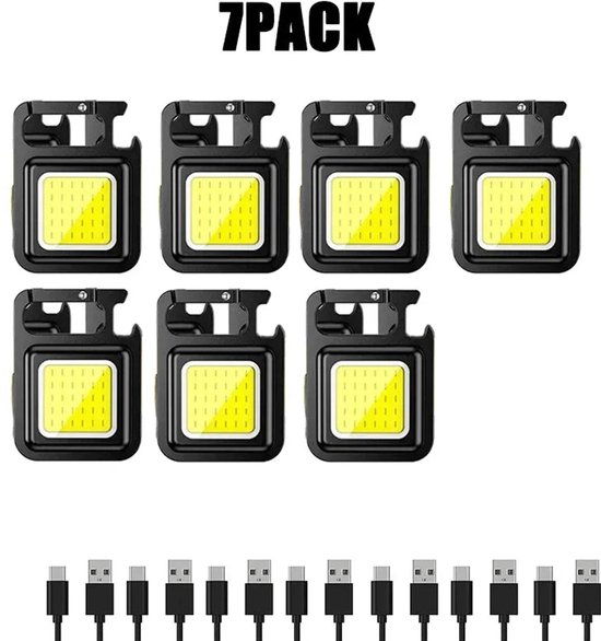 Keychain Light Mini Multifunctional Camping Flashlight USB Rechargeable LED Portable Bright COB Pocket Clip Lantern Outdoor Work