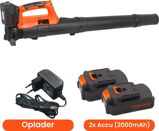 Kibani accu bladblazer 18V - incl. 2 accu's - grote mondopening - blaassnelheid 150km/h - bladblazer accu - bladblazer met accu en oplader - bladblazer elektrisch - bladblazers van Kibani