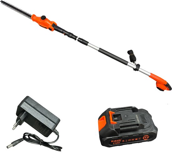 Kibani Accu Heggenschaar XXL - inclusief 2000mAh li-ion accu - 45 cm Zwaardlengte - 21V - Telescopisch