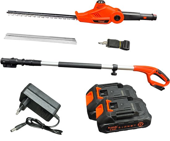 Kibani Accu Heggenschaar XXL – Inclusief twee li-ion accu's 2000 mAh – 45 cm Zwaardlengte - 18V - Telescopisch van Merkloos	