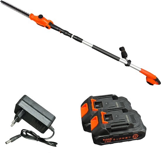 Kibani Accu Heggenschaar XXL - Inclusief twee li-ion accu's 2000 mAh - 45 cm Zwaardlengte - 21V - Telescopisch