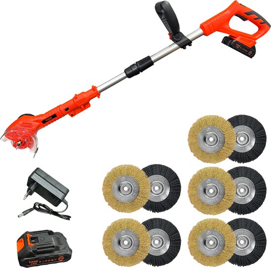 Kibani Accu Onkruidborstel 21V - Incl. 10 Onkruidborstels Nylon en Staal - Draadloze Onkruidverwijderaar - Elektrische Voegenreiniger - 180° Draaibare Kop - Ergonomisch Handvat - 2000 mAh van Merkloos	