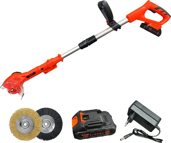 Kibani Accu Onkruidborstel 21V - Incl. 2 Onkruidborstels Nylon en Staal - Draadloze Onkruidverwijderaar - Elektrische Voegenreiniger - 180° Draaibare Kop - Ergonomisch Handvat van Merkloos	