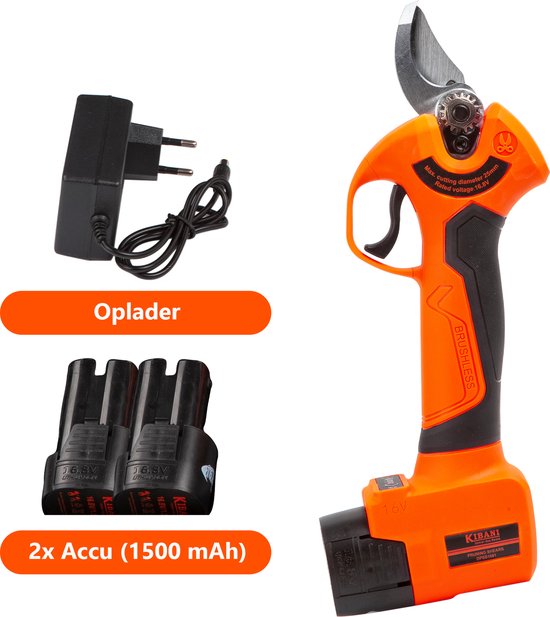 Kibani Accu Takkenschaar - met extra 1500mAh Accu - Elektrische Snoeischaar - Bloemenschaar - Electrisch - Klein - Op Accu - 25 mm van Kibani