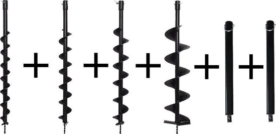 Kibani grondboren set 60 mm + 80 mm + 100 mm + 150 mm + 2verl.