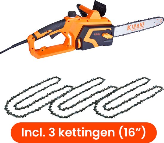 Kibani Kettingzaag Elektrisch – 1800W - Twee Extra Kettingen – Zwaardlengte 40 cm - Zaagt tot Ø40.5 cm van Kibani