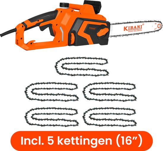 Kibani Kettingzaag Elektrisch – 1800W - Vier Extra Kettingen – Zwaardlengte 40 cm - Zaagt tot Ø40.5 cm van Kibani