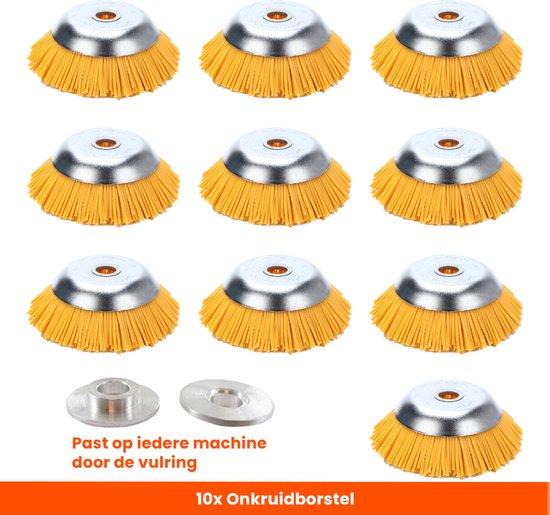 Kibani nylon onkruidborstel 20cm per 10 - onkruidborstel bosmaaier - voegenborstel - staalborstel - onkruidverwijderaar - grastrimmer nylon - universele nylon onkruidborstel van Kibani