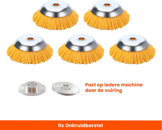 Kibani nylon onkruidborstel 20cm per 5 - onkruidborstel bosmaaier - voegenborstel - staalborstel - onkruidverwijderaar - grastrimmer nylon - universele nylon onkruidborstel van Kibani