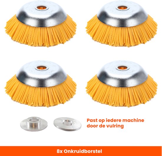 Kibani nylon universele onkruidborstel - 20 cm - per 4 - inclusief vulring - onkruidverwijderaar – bosmaaier - tuingereedschap van Kibani