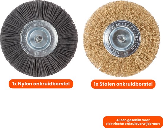 Kibani universele borstelset voor elektrische onkruidborstel - Onkruidverwijderaar - Onkruidverdelger - Stalen en Nylon borstel - 11cm - Voegenborstel - Grastrimmer van Kibani