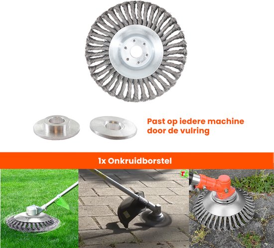 Kibani Universele onkruidborstel - 20CM - max. toerental 10.000 p/m - onkruid verwijderen - onkruidverwijderaar - tuingereedschap - onkruidborstel bosmaaier - opzetstuk van Merkloos	