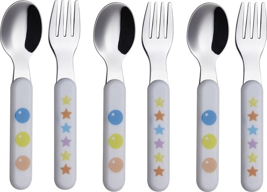 Kilkuran® Kindervriendelijke Bestekset van Roestvrij Staal 6-Delig met Kleurrijke Handgrepen voor Peuters van Kilkuran