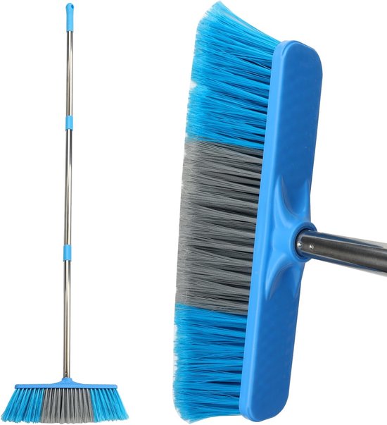 Kilkuran® Robuuste Buitenbezem met Lange Steel en Harde Borstels voor Huishouden en Tuin van Kilkuran