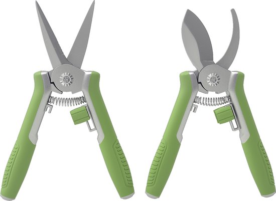 Killogood Tuingereedschap set 2 stuks tuingereedschap van roestvrij staal tuingereedschap met tuinsnoeischaar takkenschaar groen+zilver van Merkloos	
