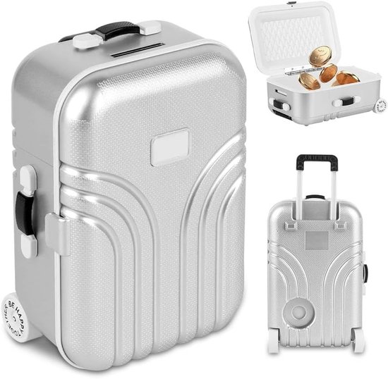 Kinder Geldkoffer Schattige Koffer Spaarpot Miniatuur Bagage Geldkoffer Reissimulator ABS Koffer Trolley Speelgoed Kinderen Volwassenen van Merkloos	