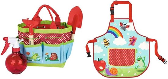 Kinder Gereedschapskist met Tas, Schep, Hark en Spuitfles voor Buiten Spelen van Merkloos	