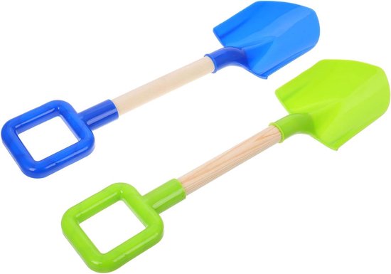 Kinder Schep - Tuinschepje Buiten - Spelen in Zand - Houten Handvat - 40 cm - Blauw Groen