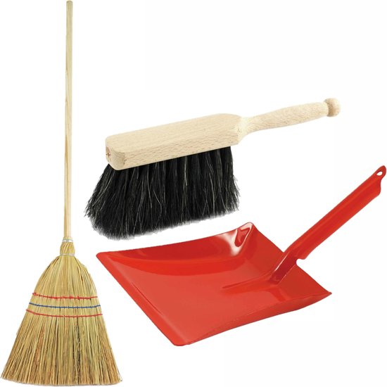 Kinder schoonmaak set 3-delig bestaande uit stoffer en blik en strobezem 90 cm van Gamma