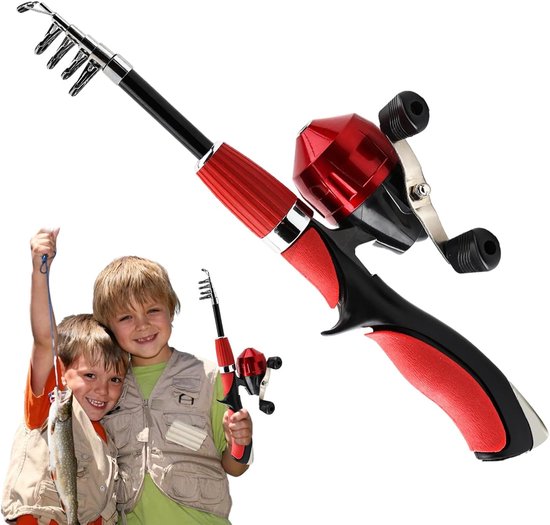 Kinder Telescoop Hengel - Uitschuifbare Vishengel - Buiten Avontuur - Antislip Handvat - 160 cm Lengte - Rood