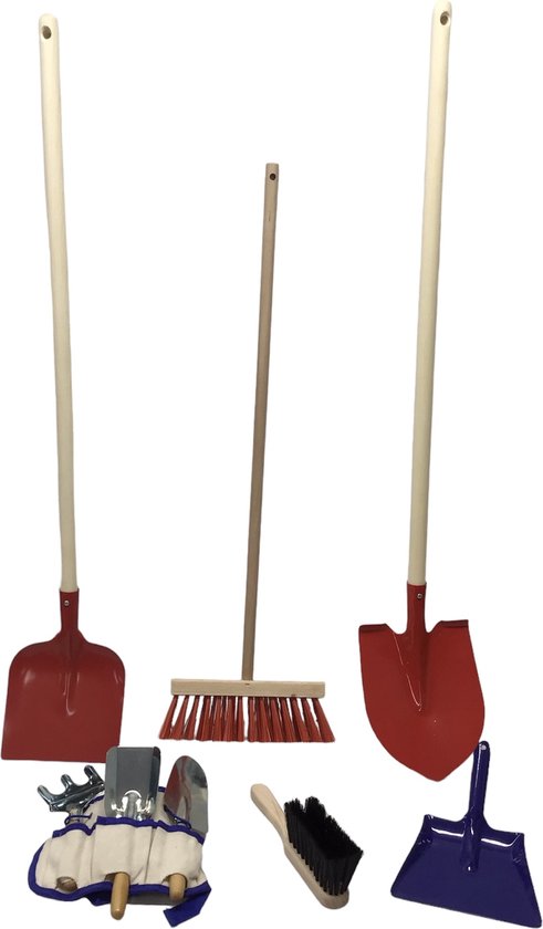 kinder Tuin gereedschap - schep - Bats - Bezem - stoffer/blik en handgereedschap van Esschert Design