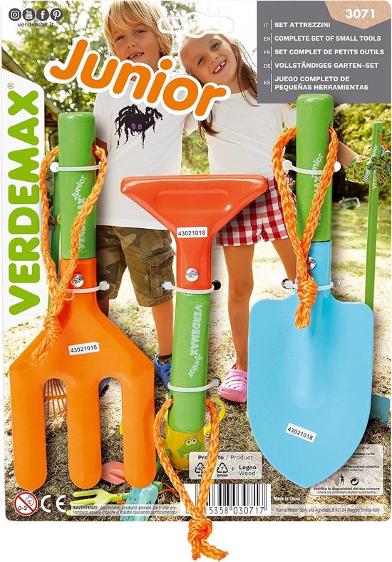 Kinder Tuin gereedschapset Kort Handvat - 3 Delig Schep en Hark van Merkloos	