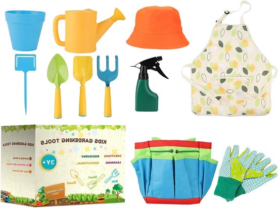 Kinder Tuingereedschap Set - Buiten Speelset - Planten en Graven - 11 Delig Inclusief Gieter