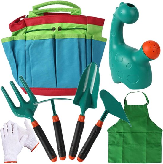 Kinder Tuingereedschap Set - Kindertuin Speelgoed - Buiten Spelen - Ergonomisch Ontworpen - 13 delig - Groen