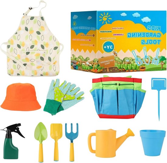 Kinder Tuingereedschap Set - Tuin Speelgoed - Buiten Spelen - 11-Delig Inclusief Gieter - 26 x 20 x 12 cm