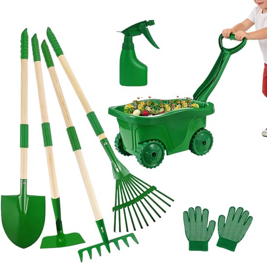 Kinder tuingereedschap set - Tuin speelset kinderen - Buiten spelen - Duurzaam plaatijzer - 37 x 30 x 19 cm