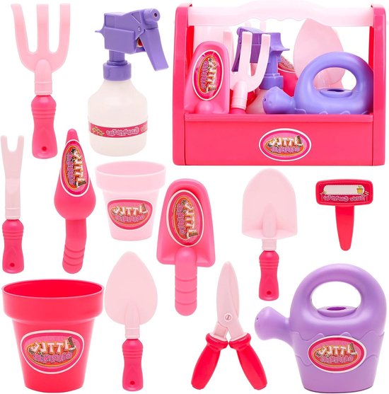 Kinder tuinset - Tuingereedschapset voor kinderen - Watersproeier - Gieter - Plantenpotten - Plantenlabel - Tondeuse - Buitenspeelgoed kinder tuinset van Merkloos	