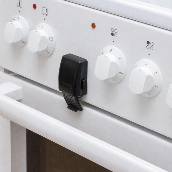 kinderbeveiliging, 2 stuks, zwart, ovenbeveiliging met hittebestendige lijm, dubbele drukknop, verwijderbaar zonder resten achter te laten, ovendeurslot om te lijmen, fornuis, ovendeur,