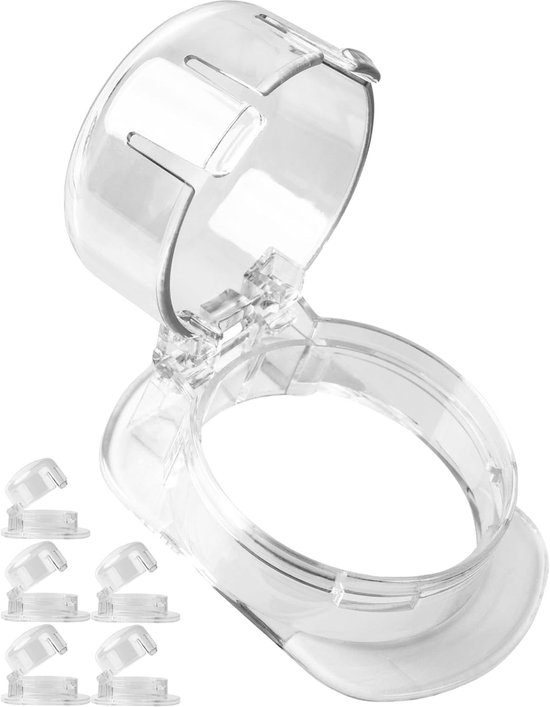 Kinderbeveiliging, 6 stuks, transparant, voor grote bedieningsknoppen met max. Ø 52 x 45 mm, min. 63 mm knop afstand, fornuisbedieningspaneel babybeveiliging, fornuisbescherming draaiknop,